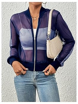 【新品未使用】meer. SHEER JACKET(BLK) In The Sheer Mesh Nylon Cropped Jacket | Windsor